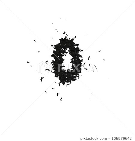 Static Halloween Typeface Formed Of Flying Bats with alpha the character 0 Static Halloween Typeface Formed Of Flying Bats with alpha the character 0 106979642