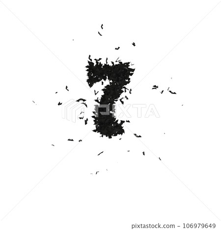 Static  Halloween Typeface Formed Of Flying Bats with alpha the character 7 106979649