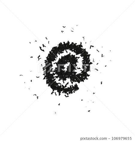 Static Halloween Typeface Formed Of Flying Bats with alpha the character AT Static Halloween Typeface Formed Of Flying Bats with alpha the character AT 106979655