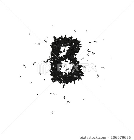 Static  Halloween Typeface Formed Of Flying Bats with alpha the character B 106979656