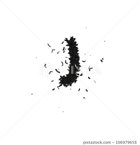 Static Halloween Typeface Formed Of Flying Bats with alpha the character bracket Static Halloween Typeface Formed Of Flying Bats with alpha the character bracket 106979658