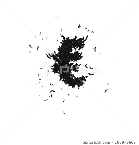 Static  Halloween Typeface Formed Of Flying Bats with alpha the character EURO 106979662