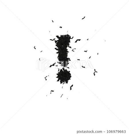 Static Halloween Typeface Formed Of Flying Bats with alpha the character exclamation point Static Halloween Typeface Formed Of Flying Bats with alpha the character exclamation point 106979663