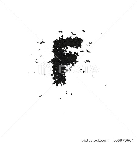 Static Halloween Typeface Formed Of Flying Bats with alpha the character F Static Halloween Typeface Formed Of Flying Bats with alpha the character F 106979664
