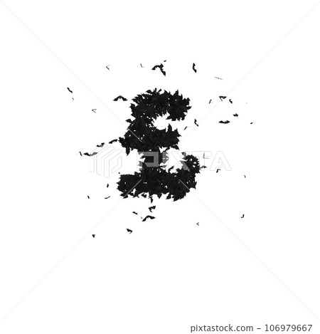 Static  Halloween Typeface Formed Of Flying Bats with alpha the character GBP 106979667