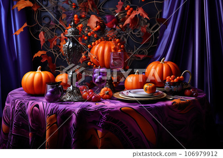 Halloween decorations - pumpkin ghost 106979912