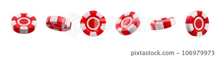 Casino chips icons set for betting, 3D realistic vector illustration isolated. Casino chips icons set for betting, 3D realistic vector illustration isolated. 106979973