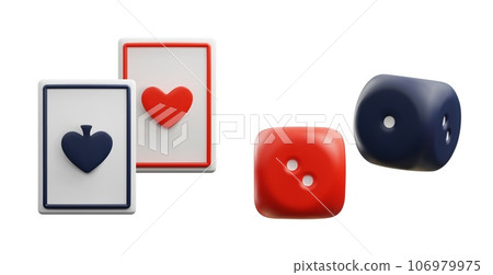 Set of casino black and red dices and cards 3D style, vector illustration Set of casino black and red dices and cards 3D style, vector illustration 106979975
