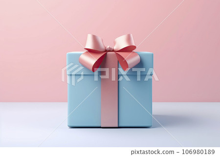 Minimal composition background of pastel pink and blue Christmas gift box. pattern Minimal composition background of pastel pink and blue Christmas gift box. pattern 106980189