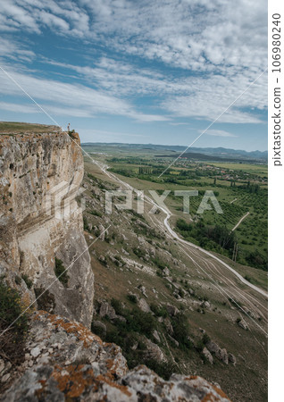 View from the white rock in the Crimea. Mountain landscape 106980240