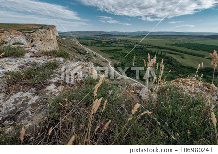 View from the white rock in the Crimea. Mountain landscape View from the white rock in the Crimea. Mountain landscape 106980241