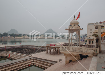 Holy lake in Pushkar, Rajasthan India. Holy lake in Pushkar, Rajasthan India. 106980243