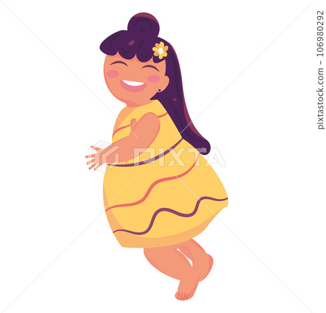 Isolated girl character cartoon with a flower on her hair Vector Isolated girl character cartoon with a flower on her hair Vector 106980292