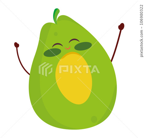 Isolated cute colored avocado cartoon character Vector 106980322