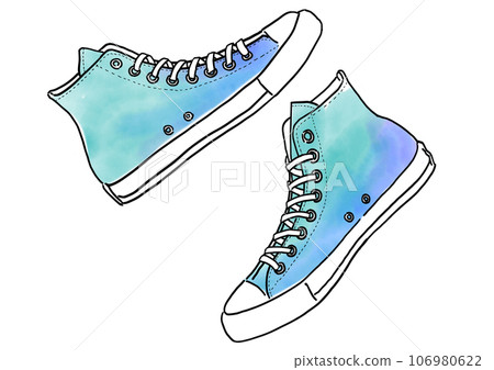 Line drawing illustration of sneakers Line drawing illustration of sneakers 106980622