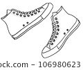 Line drawing illustration of sneakers 106980623
