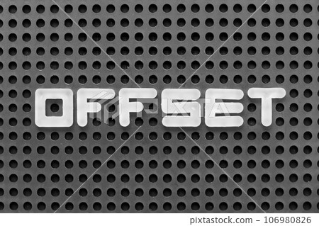 White alphabet letter in word offset on black pegboard background 106980826