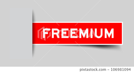 Red color square label sticker with word freemium that inserted in gray background Red color square label sticker with word freemium that inserted in gray background 106981094