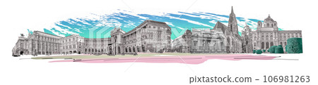 Assorted images of Vienna Austria in collage over white background. Art collage Assorted images of Vienna Austria in collage over white background. Art collage 106981263