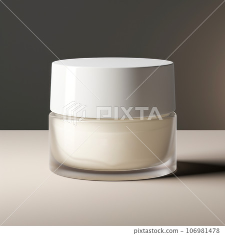 Cosmetic jar glass container with body, face cream. Realistic packaging mockup 106981478