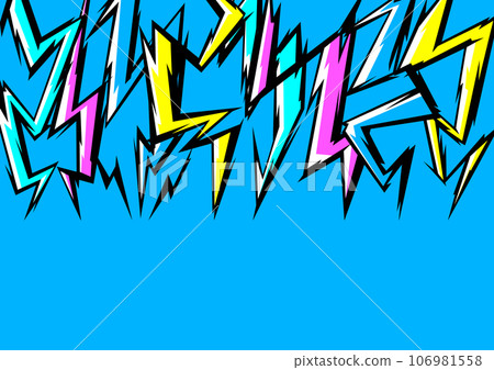 Background with cartoon lightnings. Grunge graffiti stylized image of natural phenomenon. Background with cartoon lightnings. Grunge graffiti stylized image of natural phenomenon. 106981558