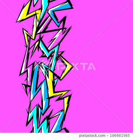 Pattern with cartoon lightnings. Grunge graffiti stylized image of natural phenomenon. 106981565