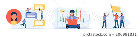 Business workshop person man vector concept illustration design. Training seminar conference background. Office team development presentation work. Banner brainstorming employee. Career project banner 106981831