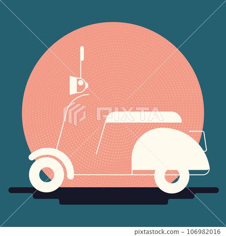 Scooter view sunset colors for print,card Scooter view sunset colors for print,card 106982016