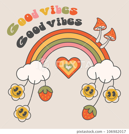Good vibes retro,vintage bright groovy print 70s Good vibes retro,vintage bright groovy print 70s 106982017