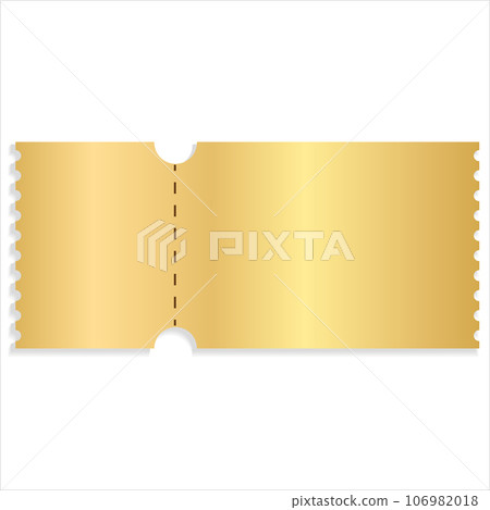 blank golden coupon or ticket. Golden sticker 106982018