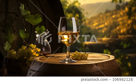 The glass of white wine 106982128