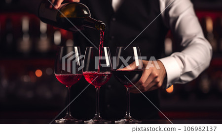 male sommelier pouring wine 106982137