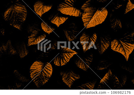 Autumn leaves frame in retro dotwork style. Border of fall leaves in vintage style. 106982176