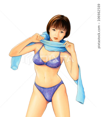 illustration of a young and cute woman illustration of a young and cute woman 106982589
