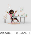 Excited emotioanl african american girl happy of creative development idea for online project. 106982637