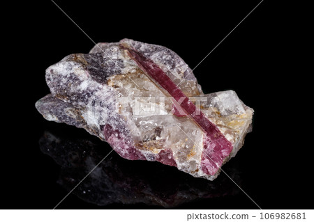 macro mineral tourmaline stone on black background 106982681