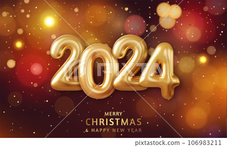 3d Happy New Year 2024 background. 106983211