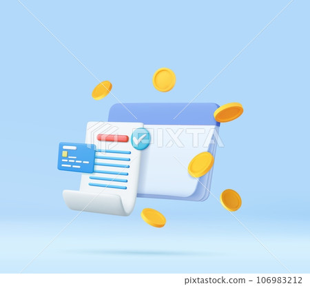 3d bank account book, passbook with credit card, 106983212