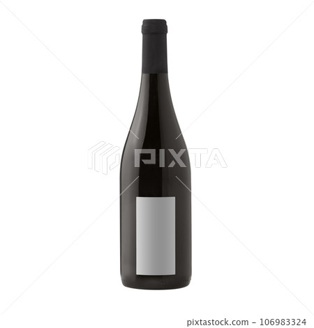 red wine bottle with blank label isolated on white background. 106983324