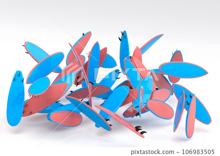 Many of flying surfboard for summer surfing isolated on white background. 106983505