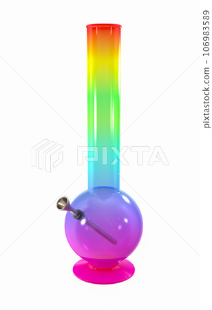 Colorful rainbow bong isolated on white background Colorful rainbow bong isolated on white background 106983589