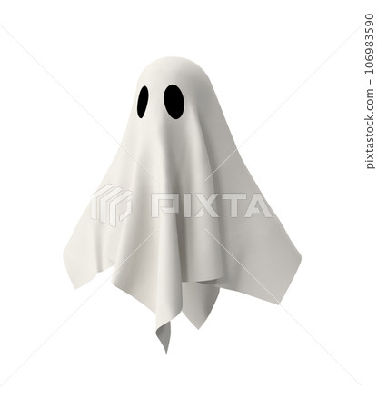 Halloween scary ghostly cartoon spooky character isolated on white. Halloween scary ghostly cartoon spooky character isolated on white. 106983590