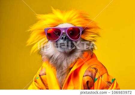 Heavy fun tamarin spotted anthropomorphic bright, Generative AI 106983972