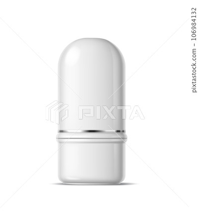 Realistic cosmetics product plastic container. Isolated 3d vector mockup of deodorant, featuring a twist-cap and label area for branding. Perfect for showcasing new products and packaging designs Realistic cosmetics product plastic container. Isolated 3d vector mockup of deodorant, featuring a twist-cap and label area for branding. Perfect for showcasing new products and packaging designs 106984132
