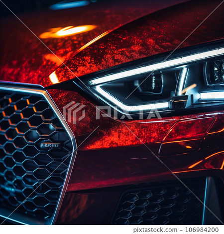 Macro photography of the led lights of an Audi RS7, Generative AI 106984200
