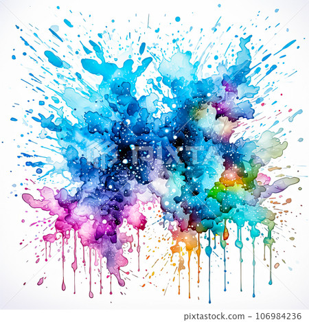 Colorful Watercolor Art Dynamic Paint Splashes as Background Colorful Watercolor Art Dynamic Paint Splashes as Background 106984236