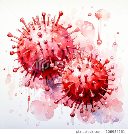 Medical watercolor illustration showing the virus molecule Medical watercolor illustration showing the virus molecule 106984261