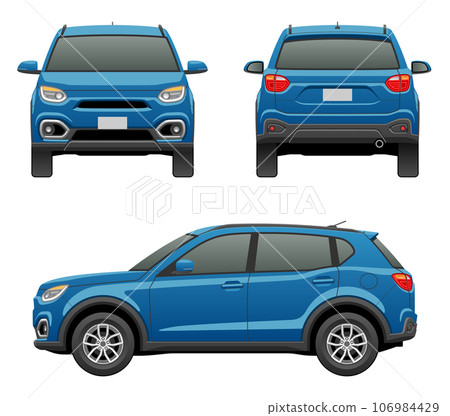 Illustration of a car seen from three directions (S size SUV) Illustration of a car seen from three directions (S size SUV) 106984429