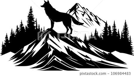 Great and lovely wolf mountain vector art 106984483