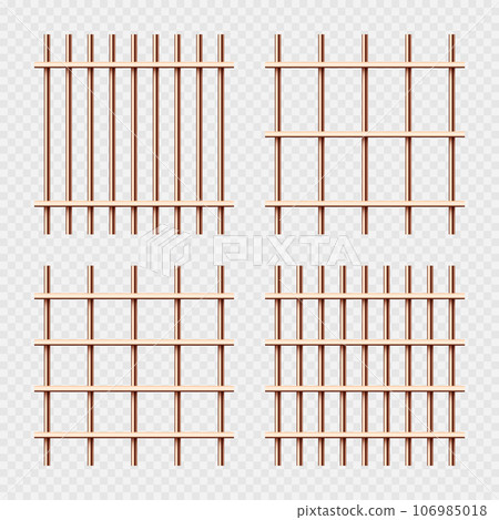 Various shiny metal prison bars collection. Realistic detailed jail cage, prison iron fence. Criminal background mockup. Vector illustration Various shiny metal prison bars collection. Realistic detailed jail cage, prison iron fence. Criminal background mockup. Vector illustration 106985018